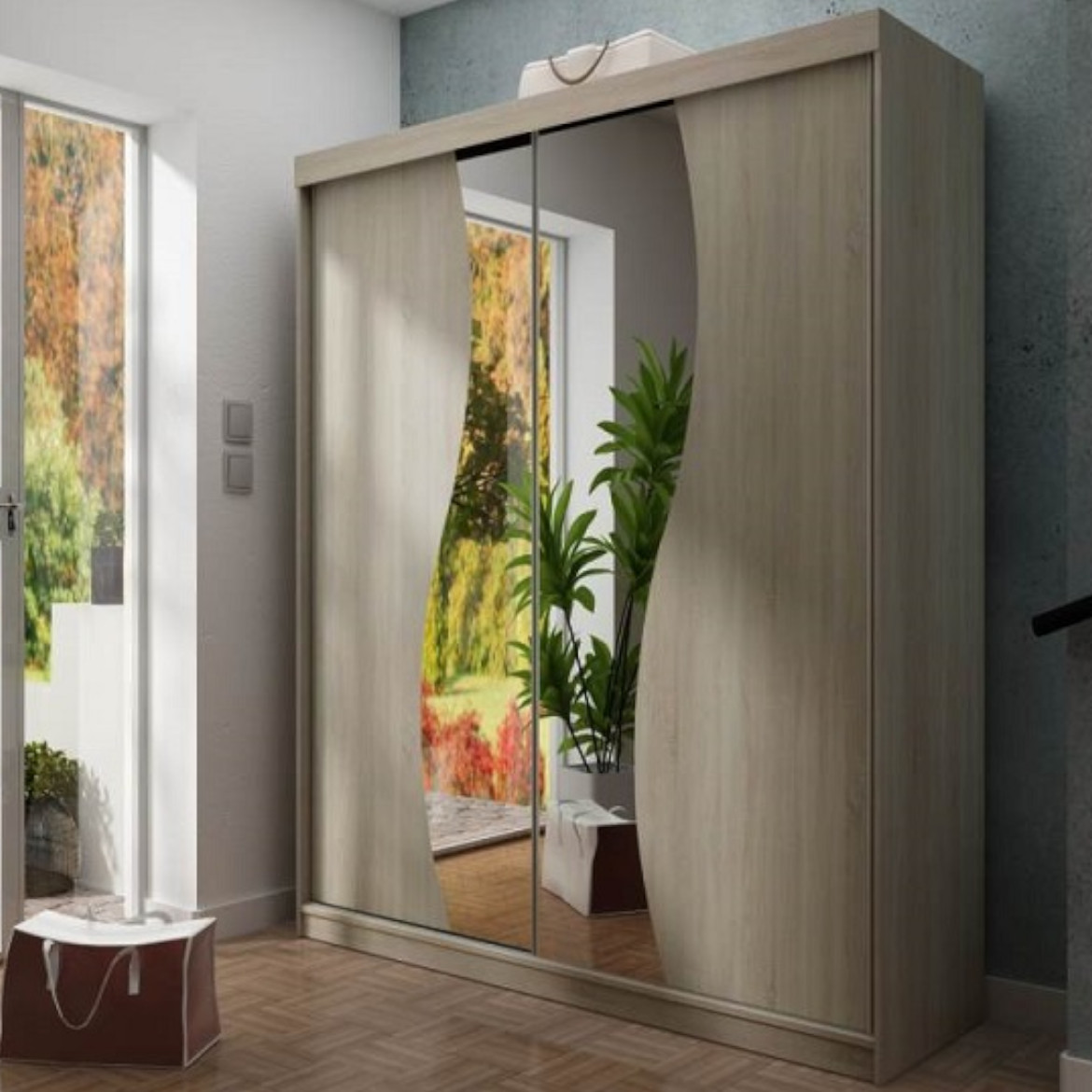 Ormar TOP 2 vrata 200x62x200 natur/ogledalo