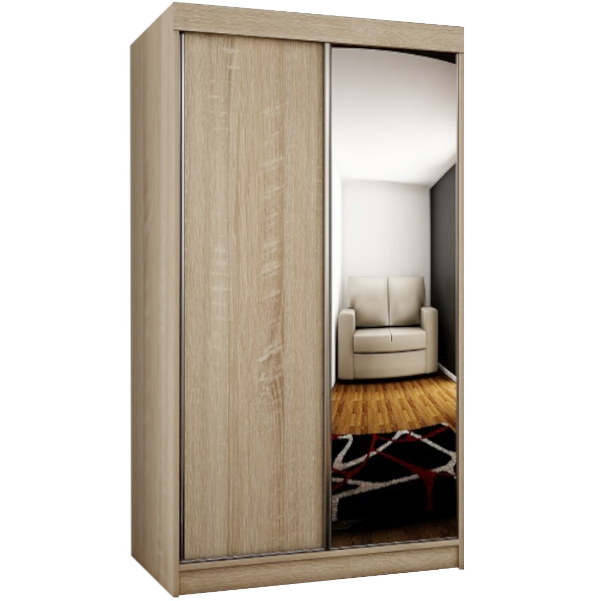 Ormar TOP 2 vrata 100x62x200 natur/ogledalo