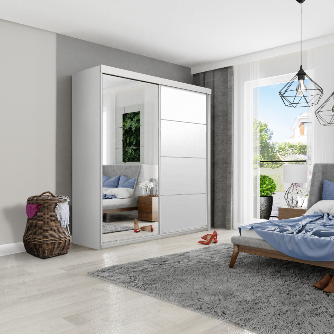 Ormar TOP 2 vrata 150x62x200 beli/ogledalo