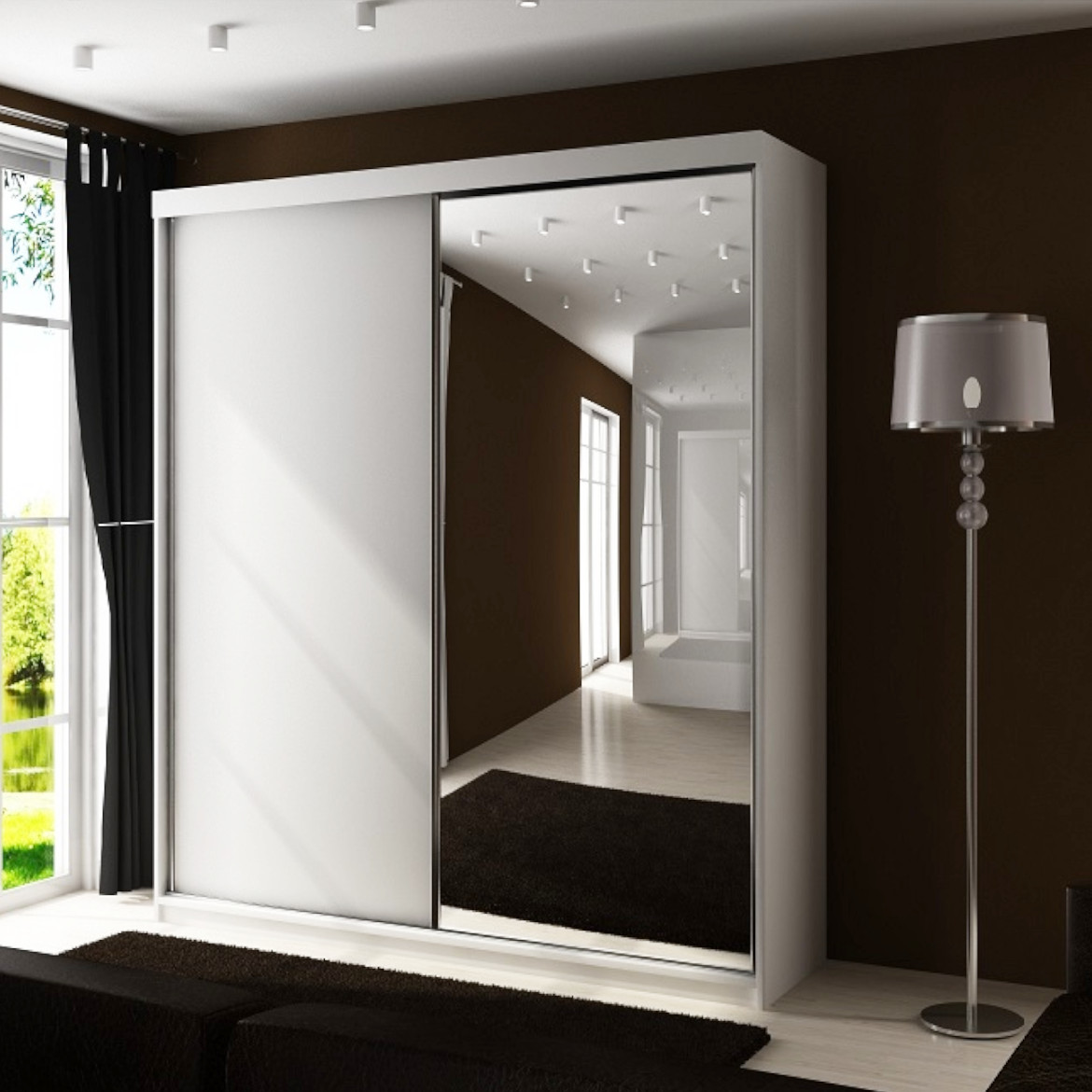 Ormar TOP 2 vrata 150x62x200 beli/ogledalo