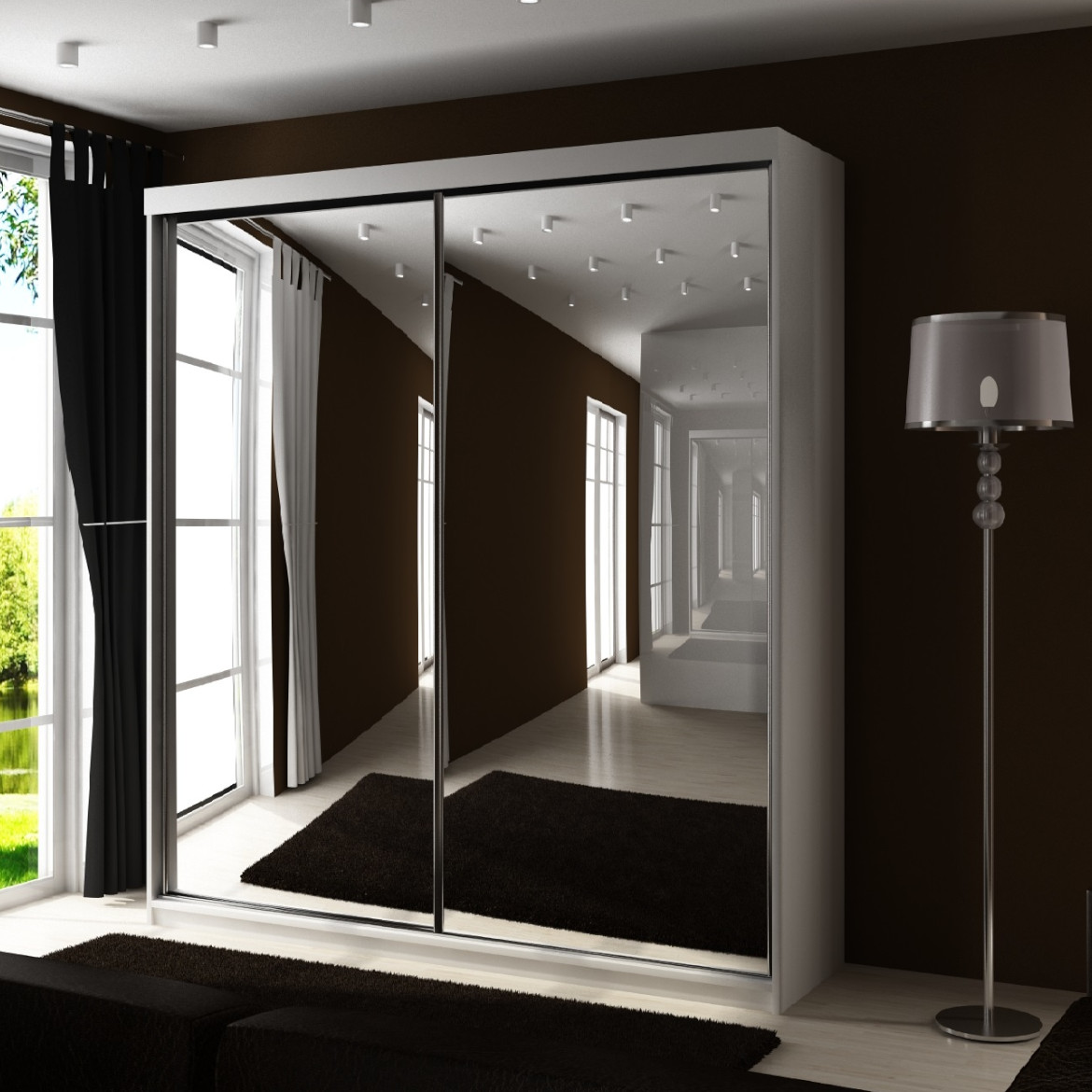 Ormar TOP 2 vrata 150x62x200 beli/ogledalo