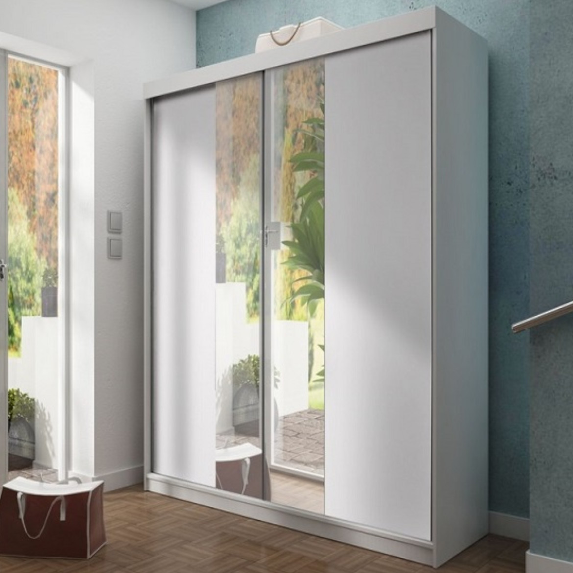Ormar TOP 2 vrata 150x62x200 beli/ogledalo