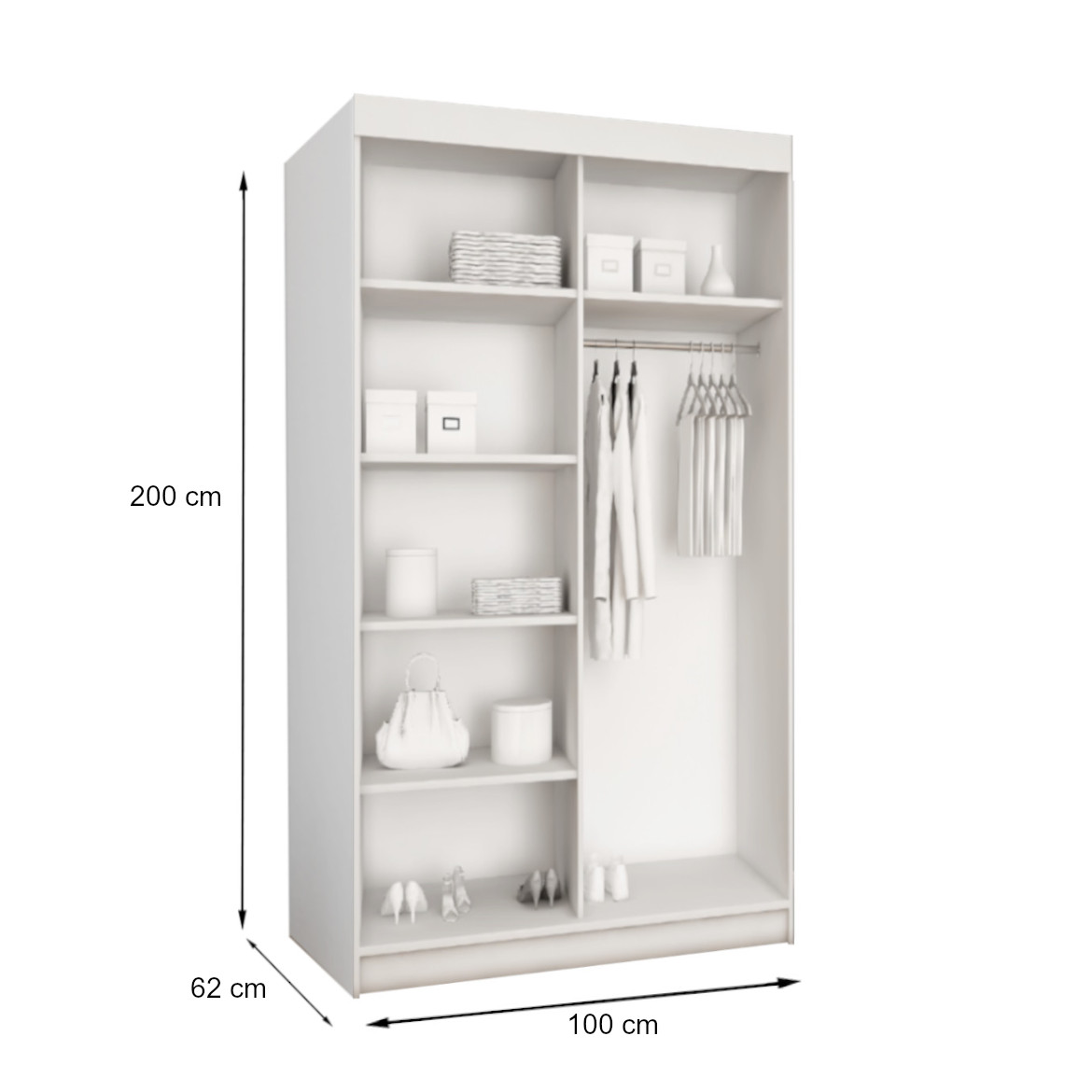 Ormar TOP 2 vrata 100x62x200 tamni hrast/crna