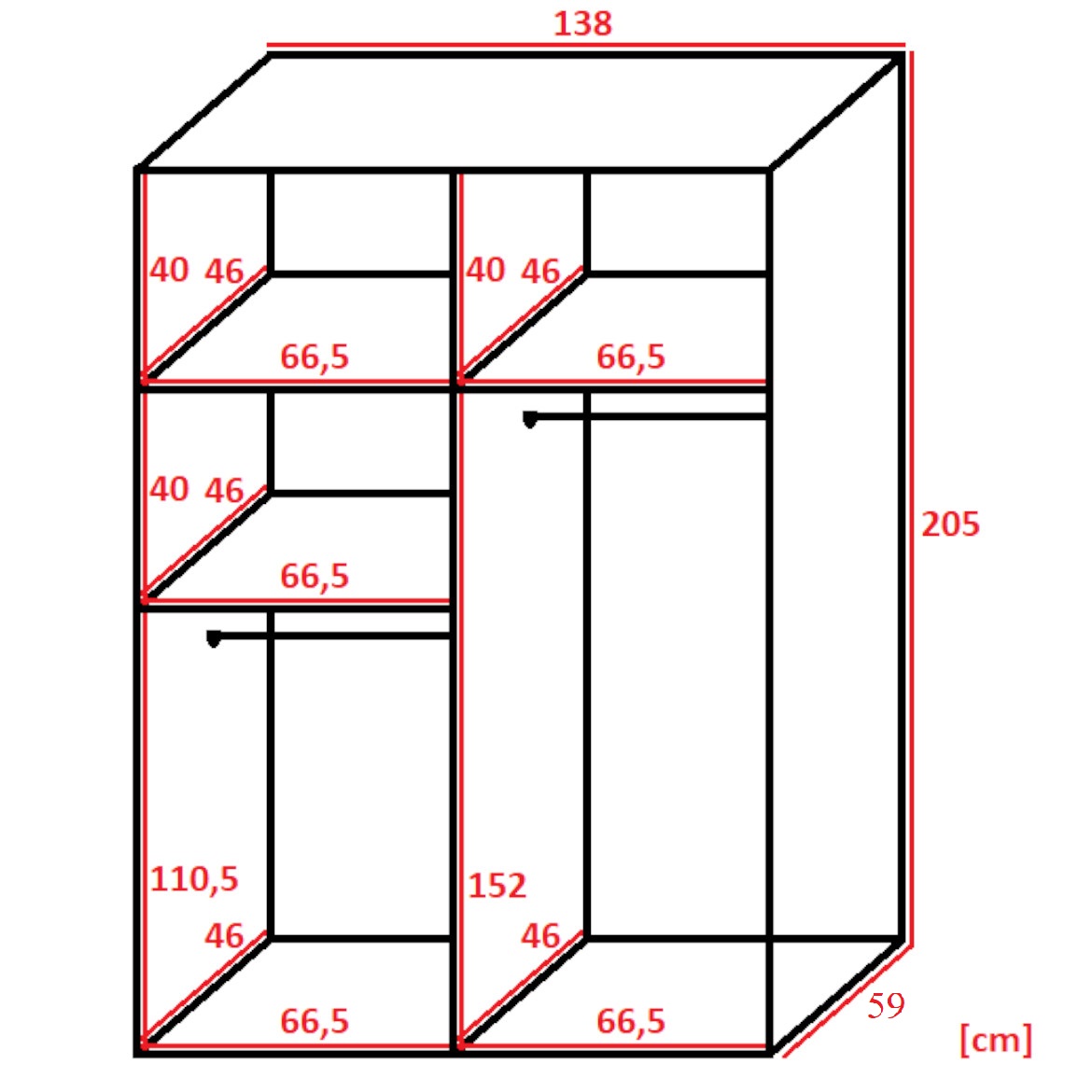 Ormar Bill 2 vrata 138x59x205 sivi/ogledalo