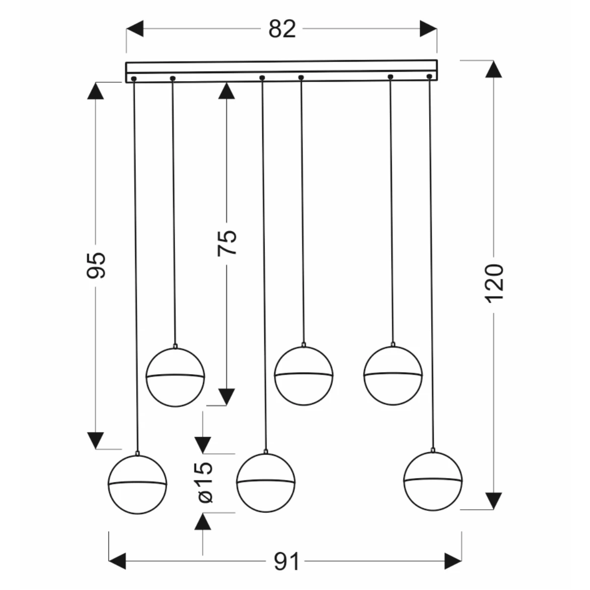 Viseca lampa Furni LED siva
