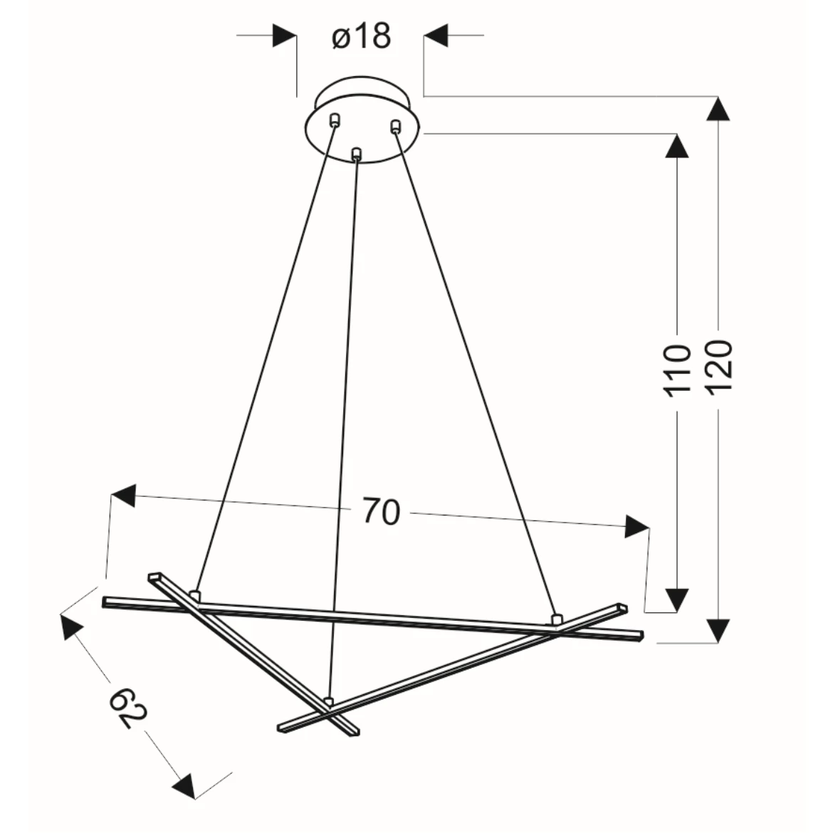 Viseca lampa Andros LED srebrna