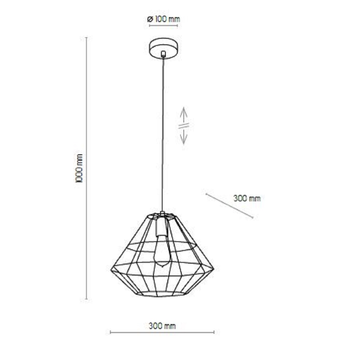 Viseca lampa Diamond srebrna 30x100cm