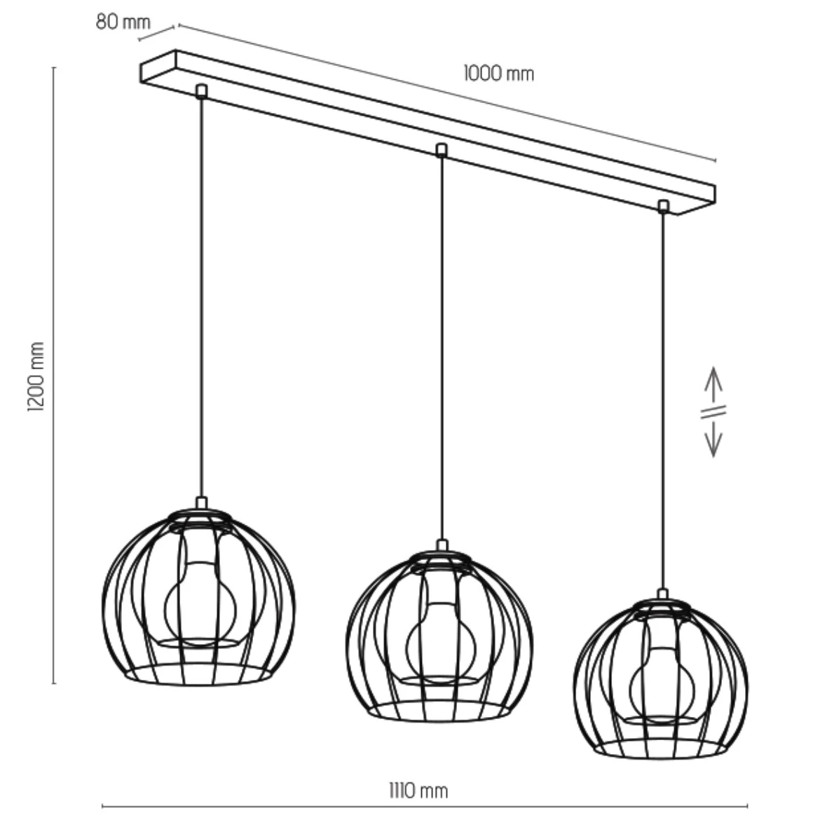 Viseca lampa Universo 3 111x120cm crna