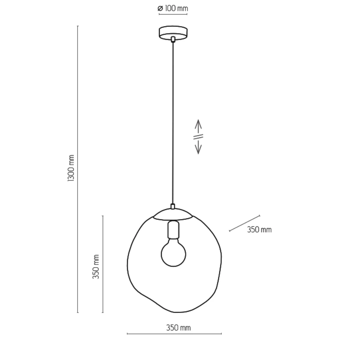 Viseca lampa Sol 35x130cm crna