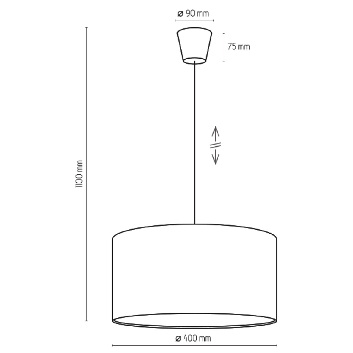 Viseca lampa Rondo Kids 40x110cm zelena