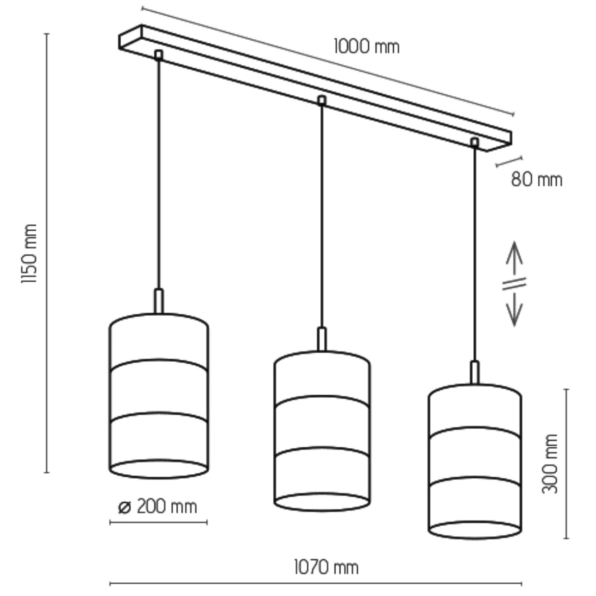 Viseca lampa Bogart 3 107x115cm crna