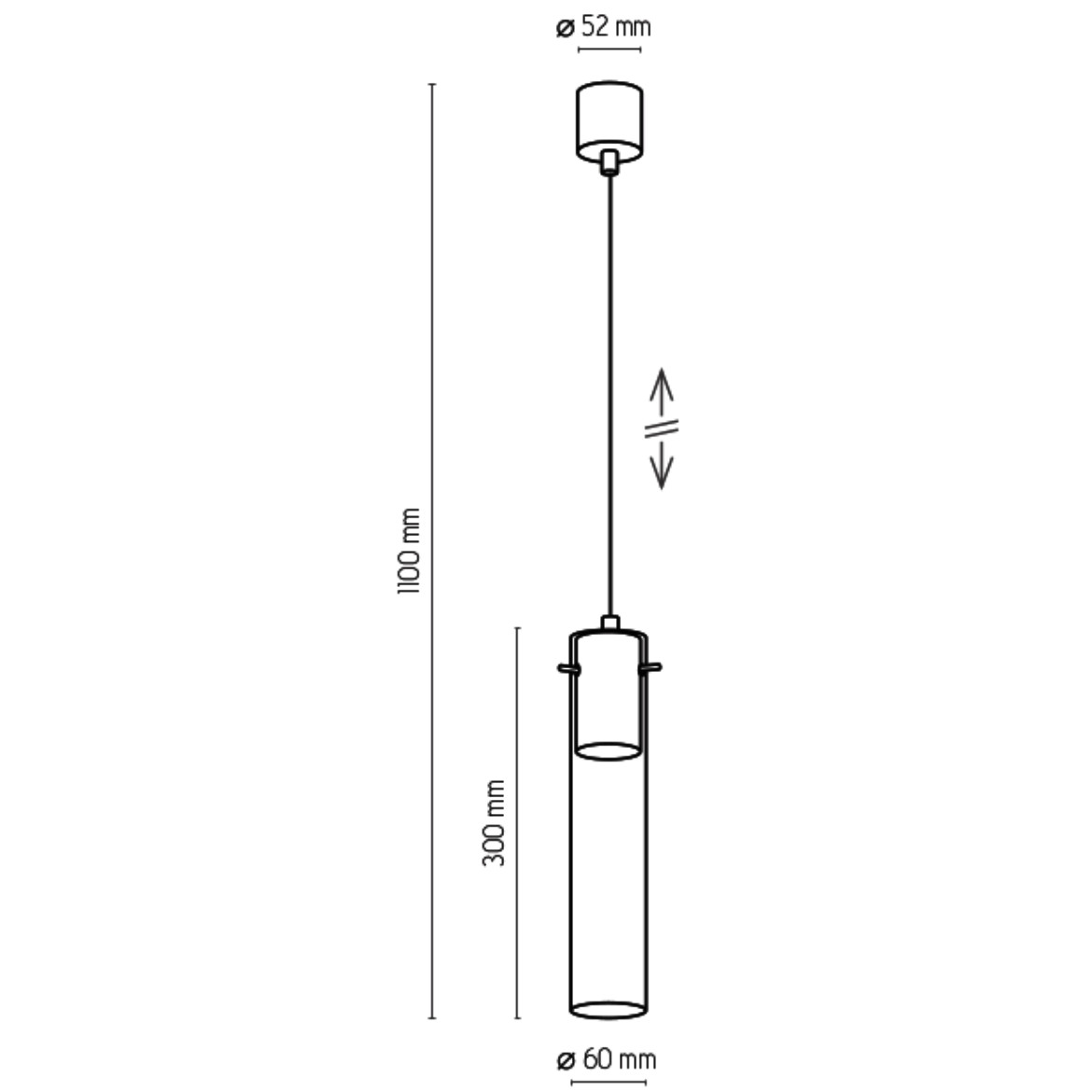 Viseca lampa Look 6x110cm siva