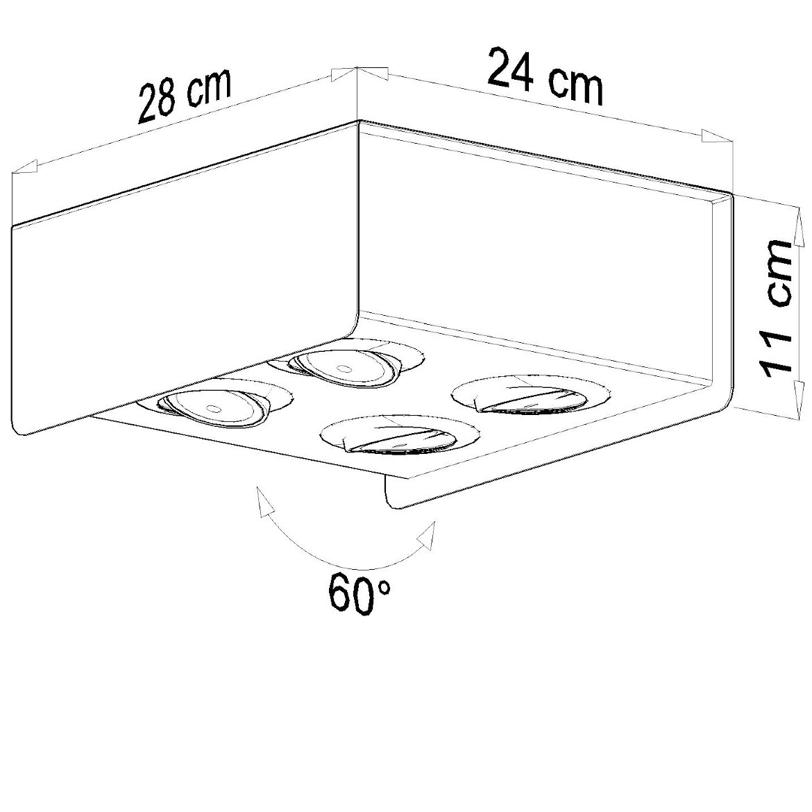 Plafonjera Quadro 4 crna