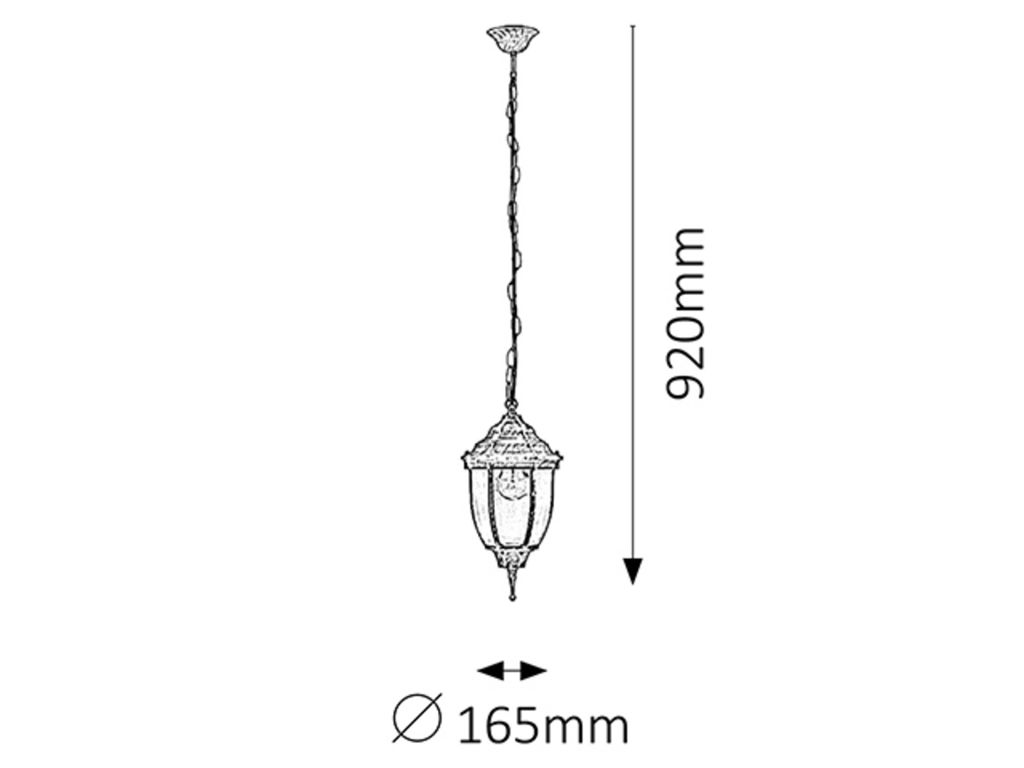 Spoljna viseca lampa Nizza 16,5x92cm zlatna