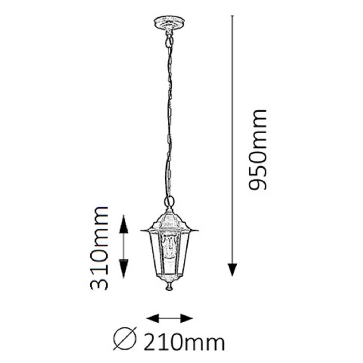 Spoljna viseca lampa Valence 21x95cm zlatna