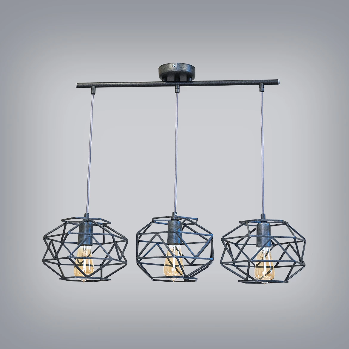 Viseca lampa Cage 3 25x70cm crna