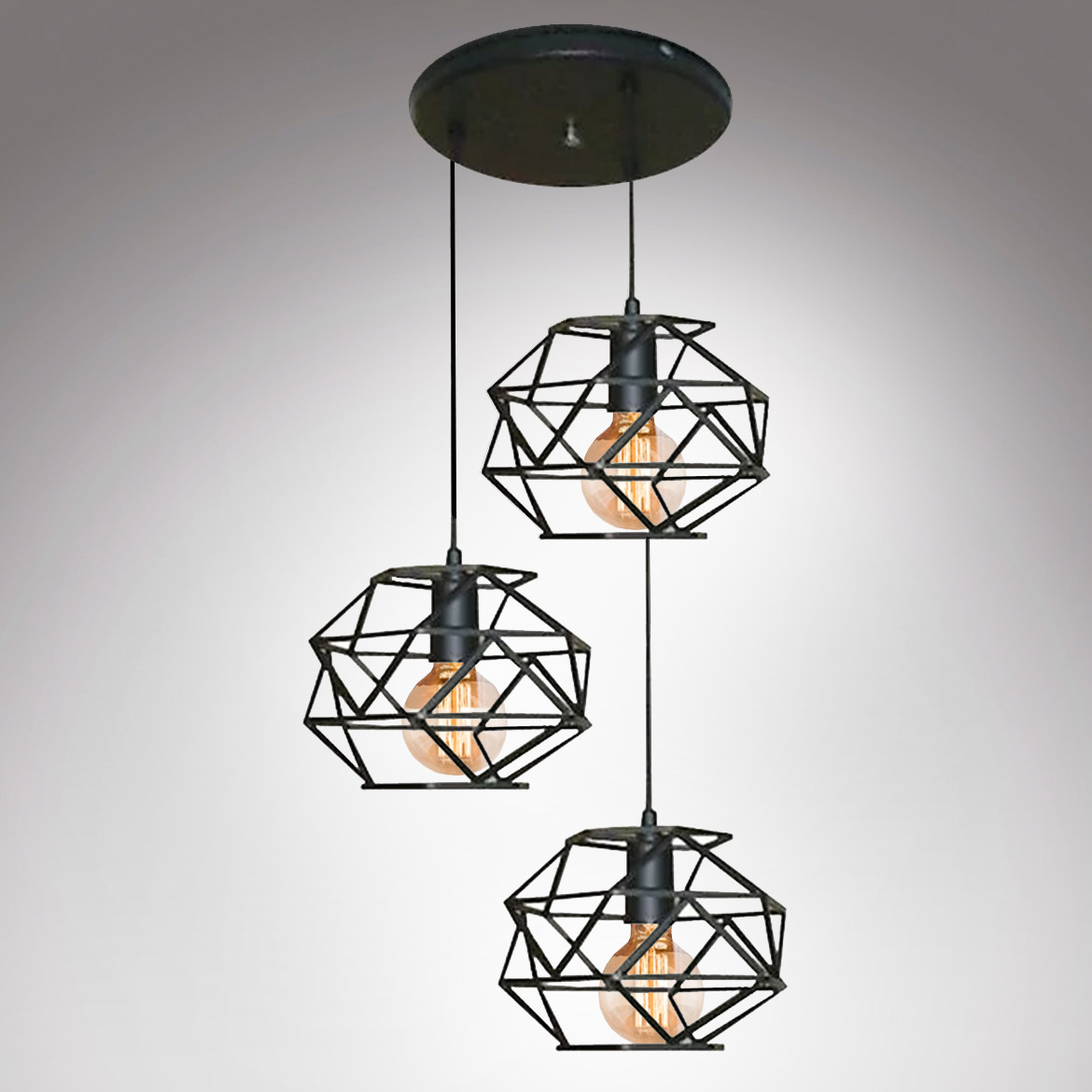 Viseca lampa Cage 3 50x75cm crna