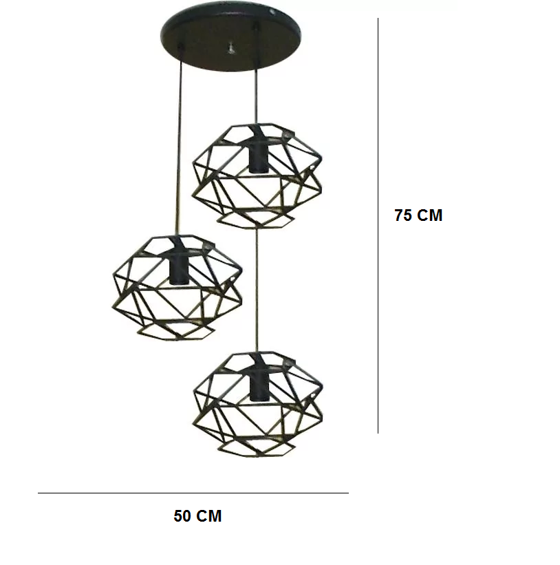 Viseca lampa Cage 3 50x75cm crna