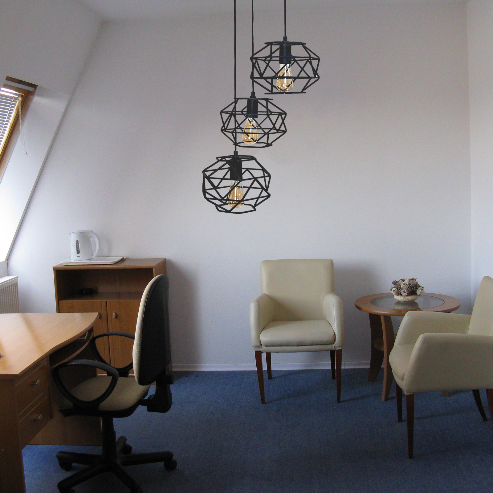 Viseca lampa Cage 3 50x75cm crna