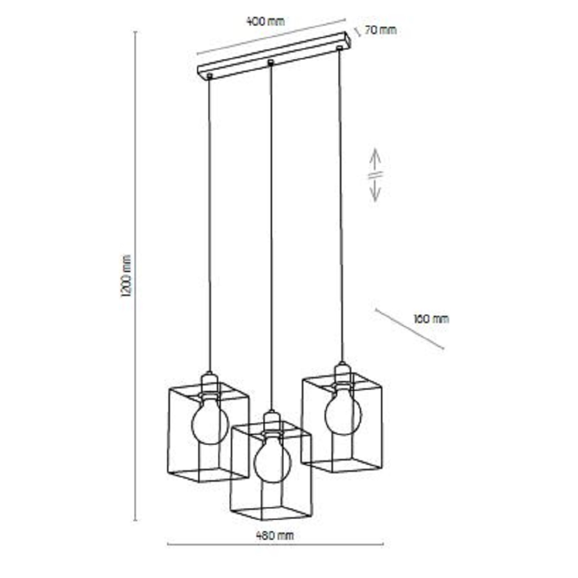 Viseca lampa Cayo 3 crna