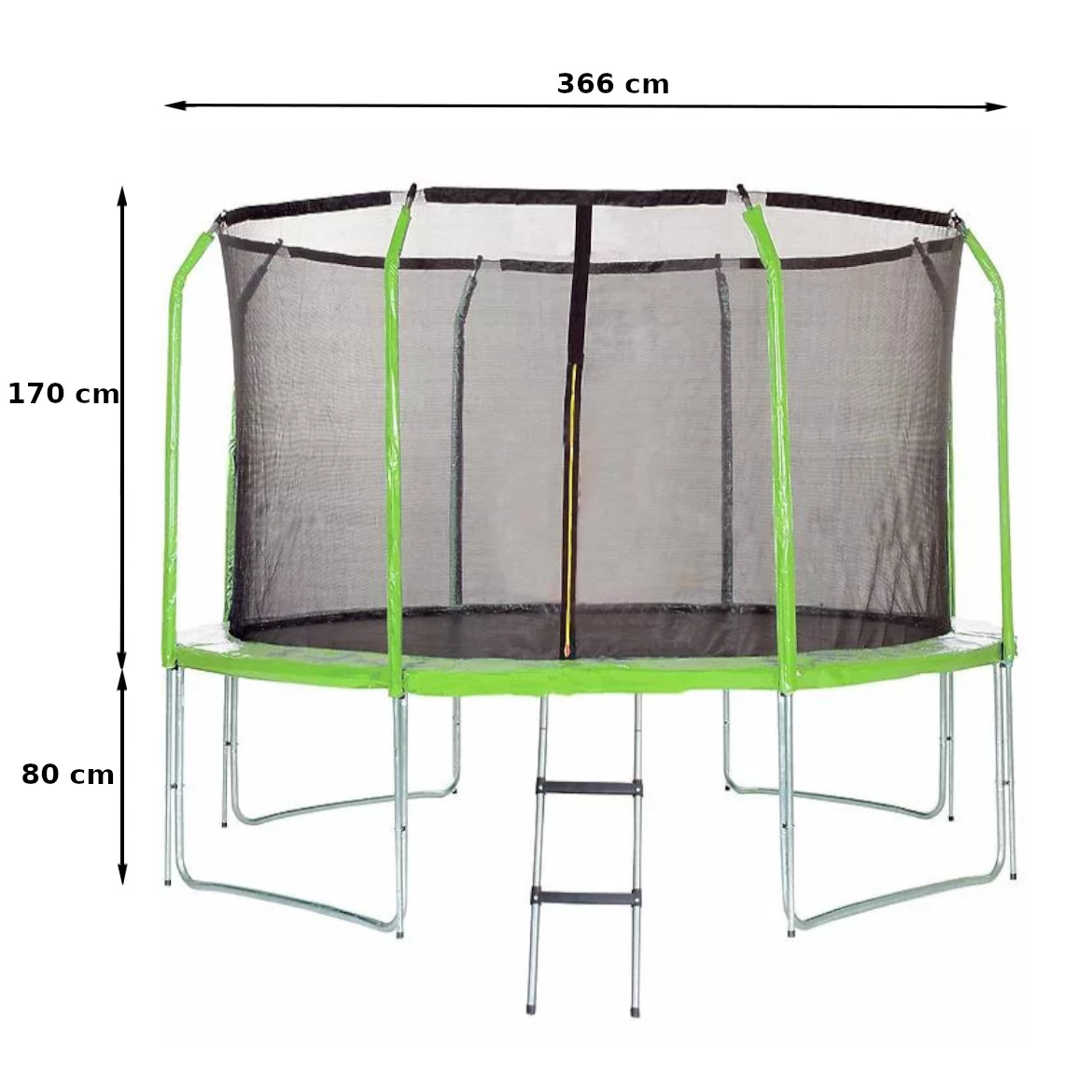 Trampolin s ljestvama Comfort 366x250cm zeleni