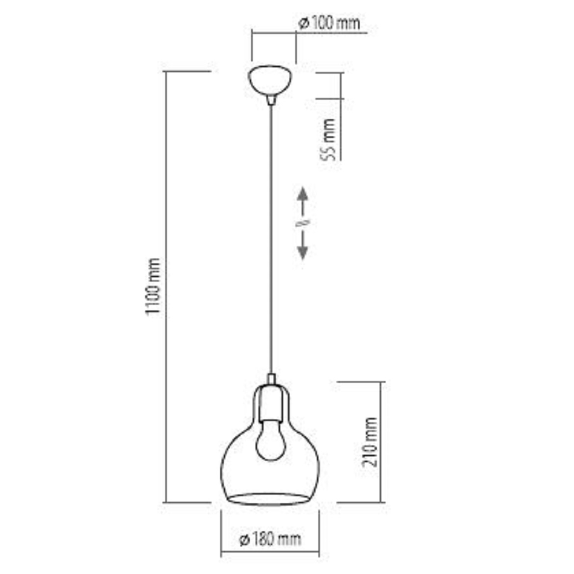 Viseca lampa Mango 1 srebrna/narandžasta