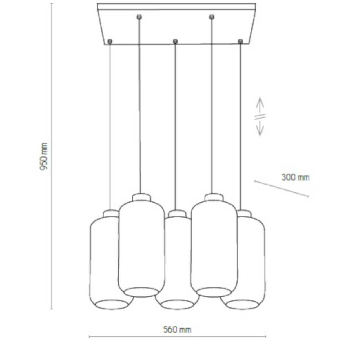 Viseca lampa Marco 6 crna/siva