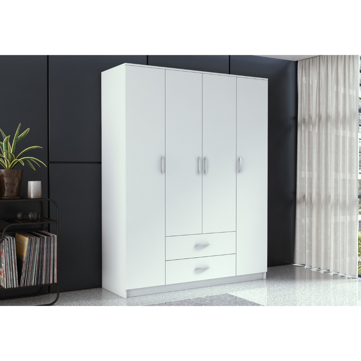 Ormar Romana 4 vrata+2 fioke 160x52x205 bela