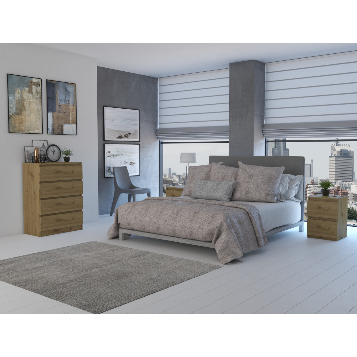 Malwa komoda 4 fioke 70x40x95,5 cm hrast