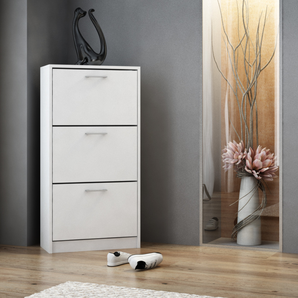 Paula cipelarnik 3 vrata 60x28x116 cm beli