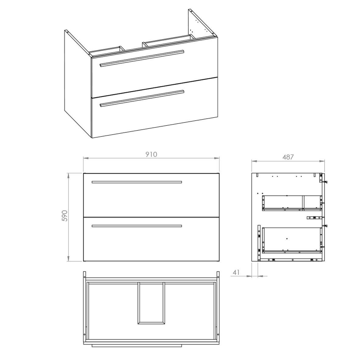 Royal baza za umivaonik 90 2 fioke 91x48,7x59 cm bela