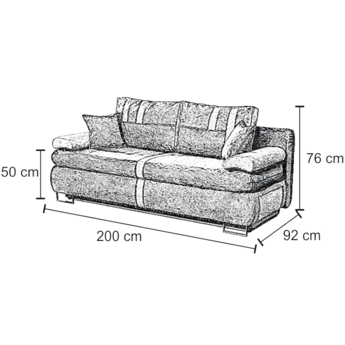 Roxi trosed s ležajem i prostorom za odlaganje 200x92x76  Orinoco 96+ Orinoco 51