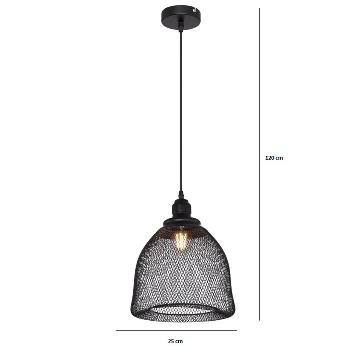 Viseca lampa Anya 25cm crna