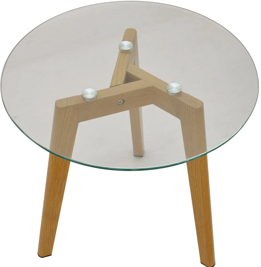 Klub sto Hebe D50x45 natur/staklo