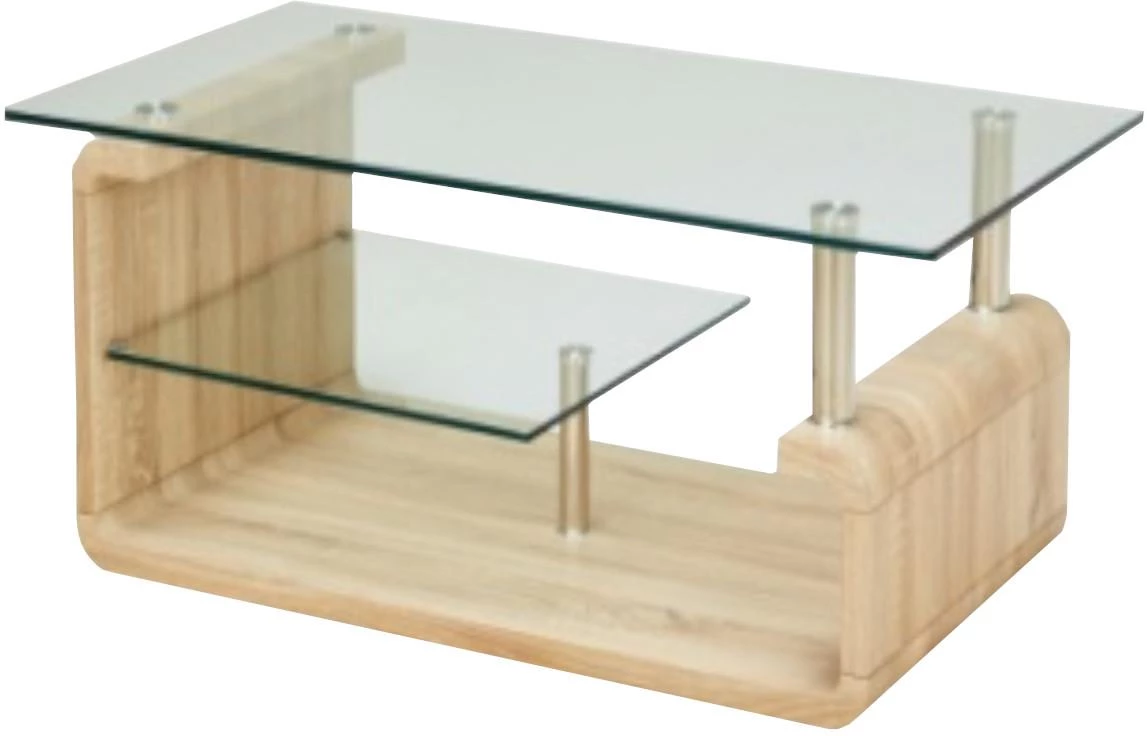 Klub sto Calino polica 120x65x40 cm staklo/natur