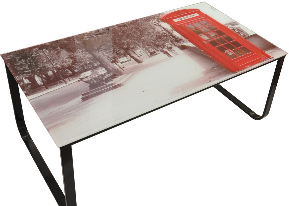 Klub sto Photo 110x60x45 cm crni/motiv Londona