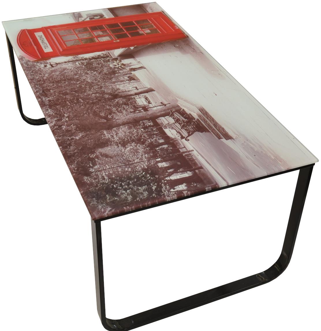 Klub sto Photo 110x60x45 cm crni/motiv Londona