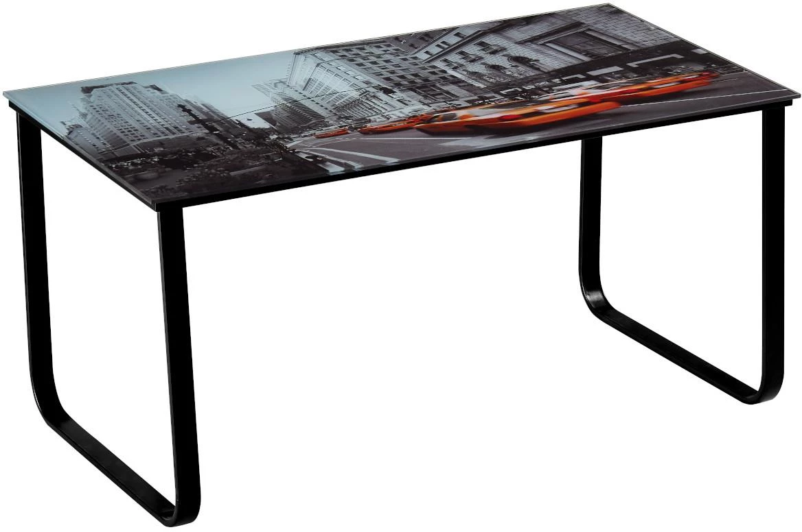 Klub sto Photo 110x60x45 cm crni/motiv taxi