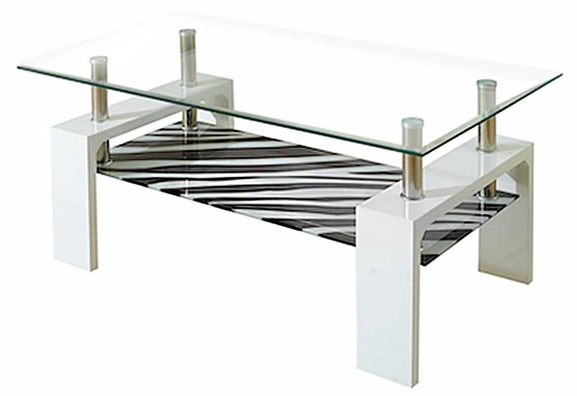 Klub sto Bild 1 polica 100x60x45 cm crno/beli/staklo