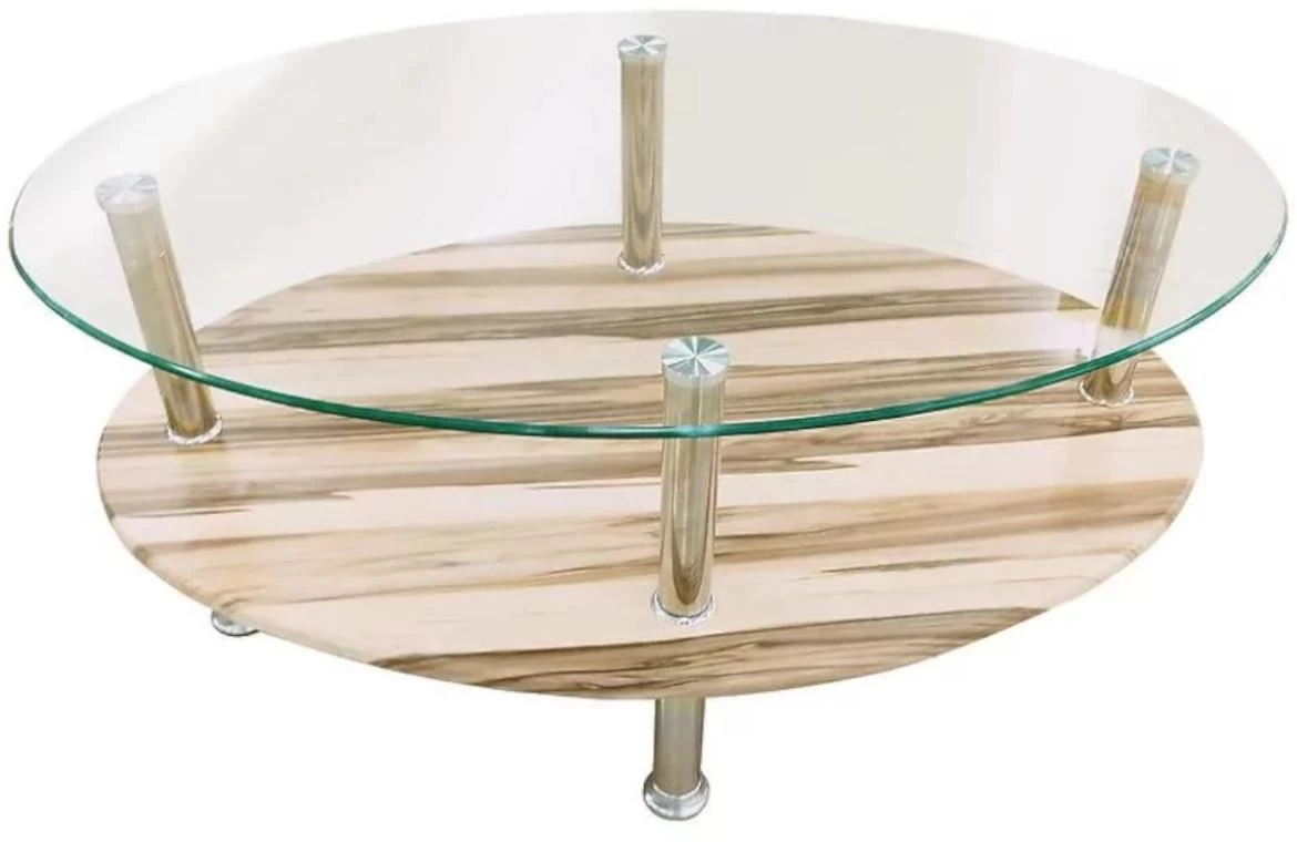 Klub sto Bali 1 polica 90x60x43 cm staklo/natur