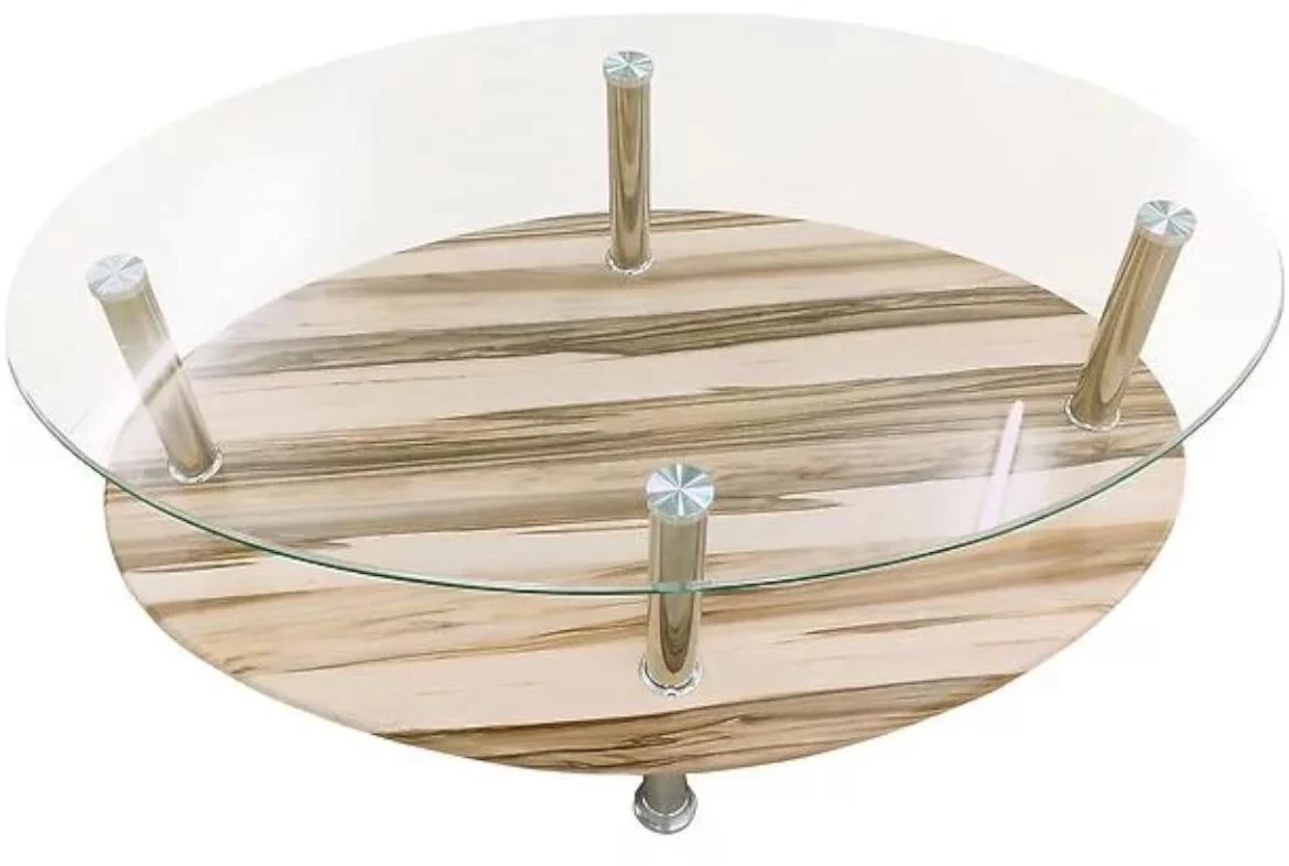 Klub sto Bali 1 polica 90x60x43 cm staklo/natur