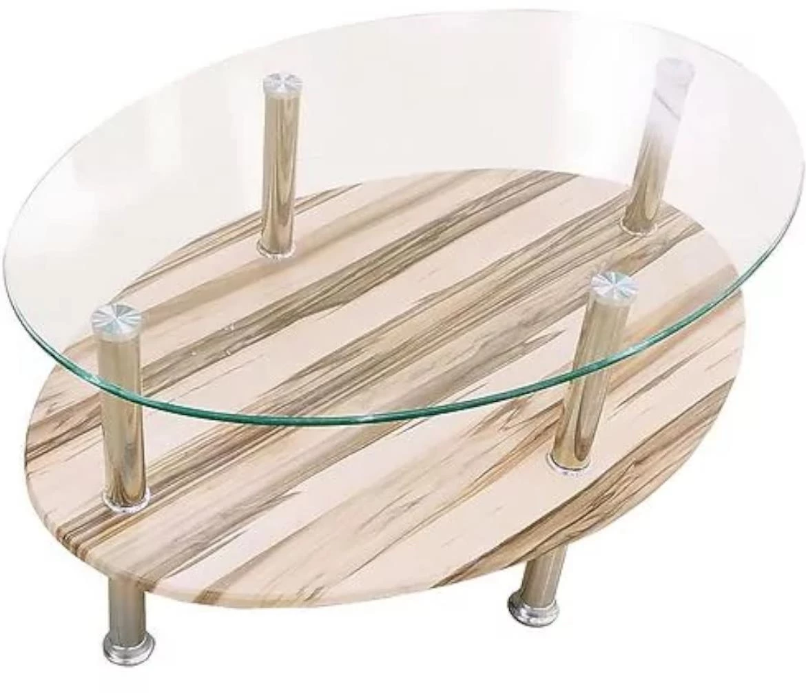 Klub sto Bali 1 polica 90x60x43 cm staklo/natur