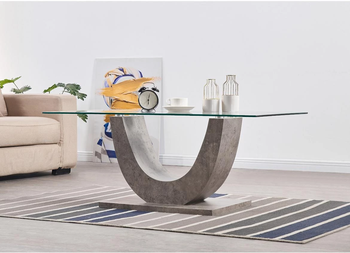 Klub sto Iron 110x60x43 cm beton/staklo