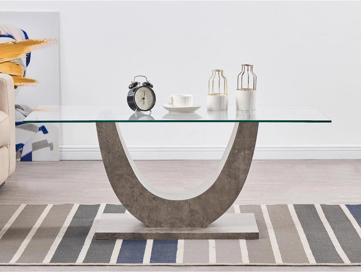 Klub sto Iron 110x60x43 cm beton/staklo