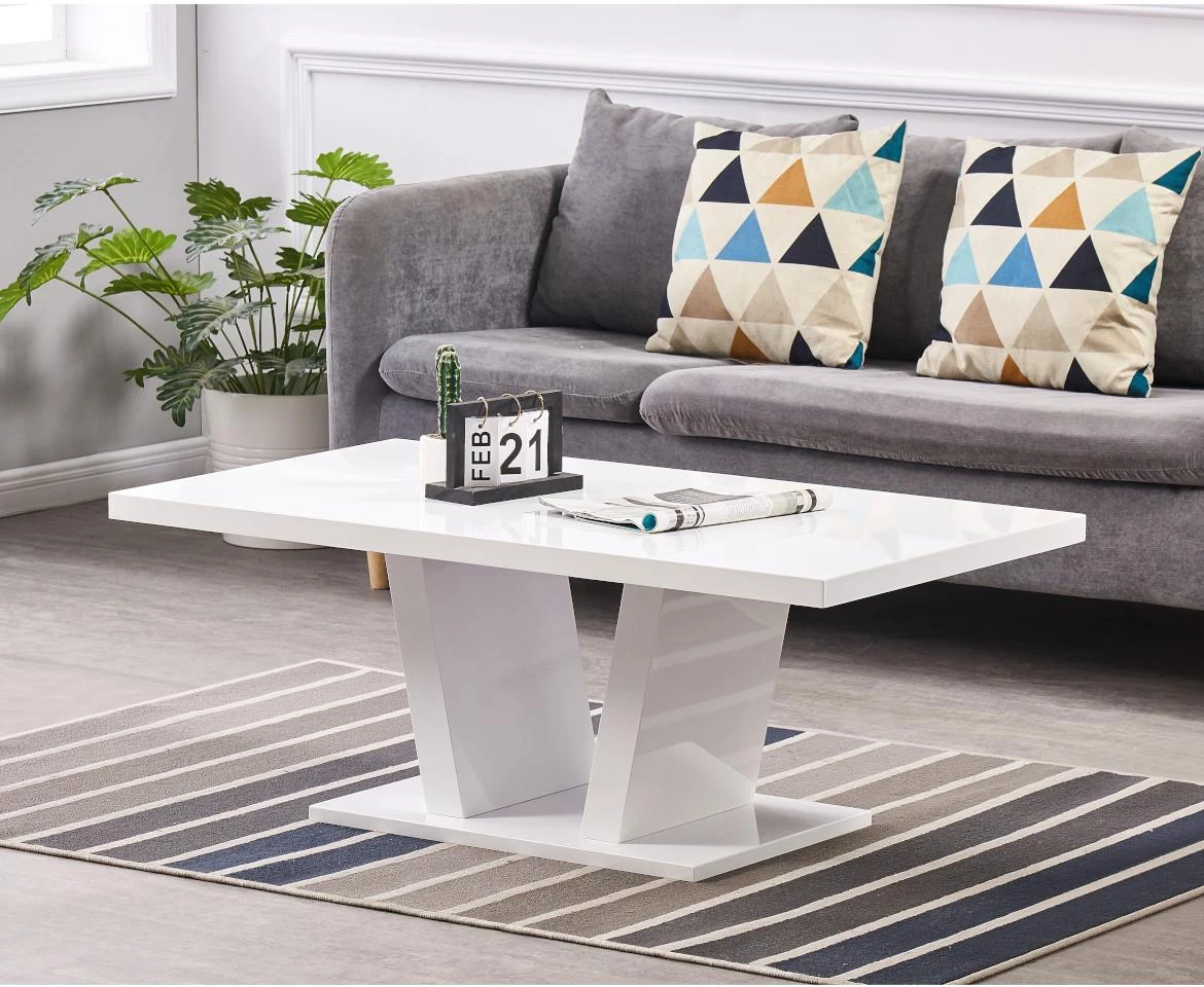 Klub sto Oslo 110x60x42 cm beli visoki sjaj