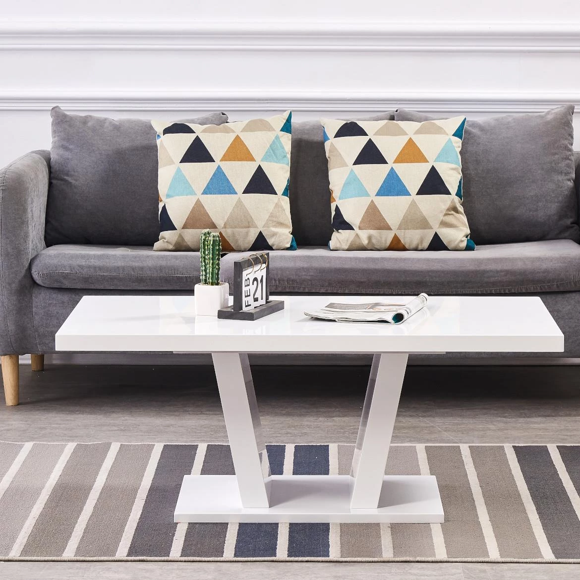 Klub sto Oslo 110x60x42 cm beli visoki sjaj