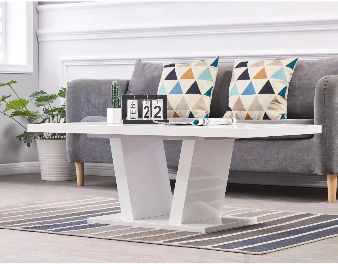 Klub sto Oslo 110x60x42 cm beli visoki sjaj