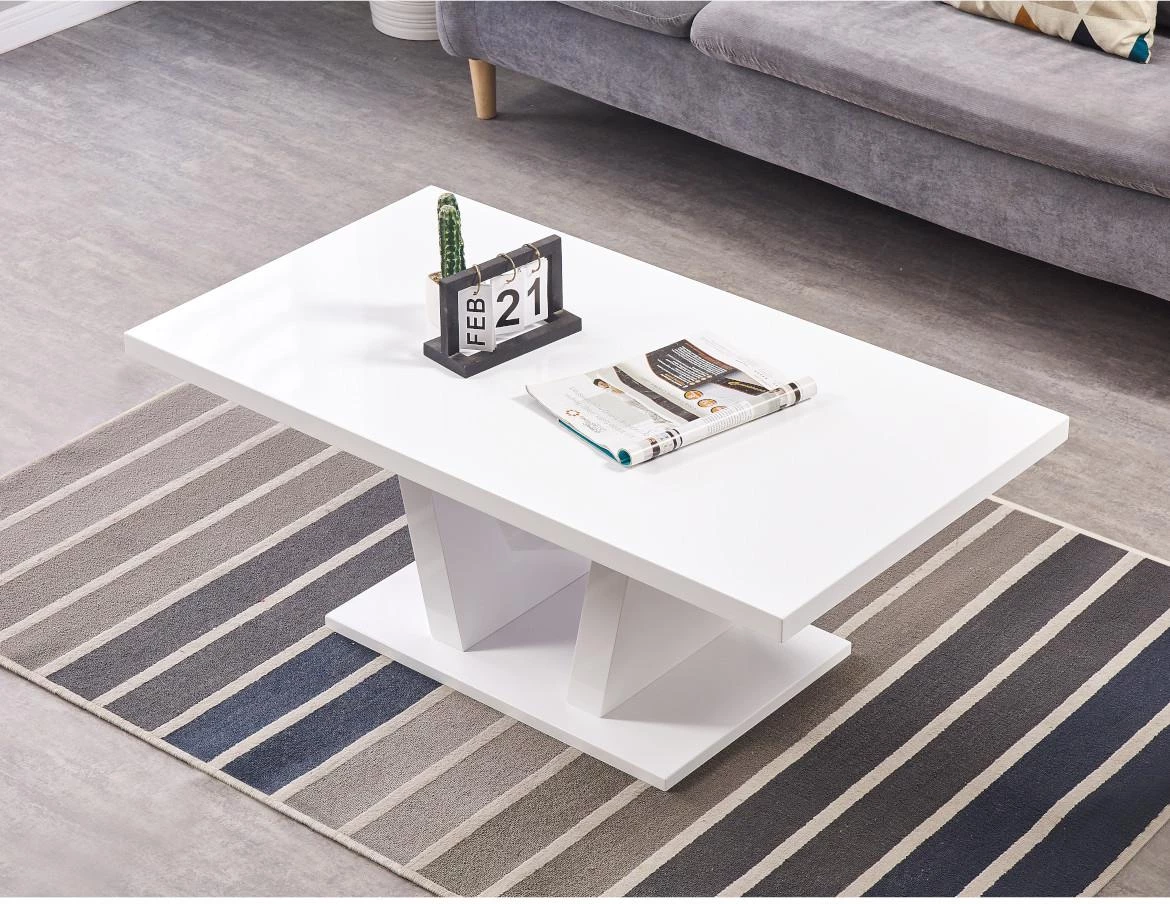 Klub sto Oslo 110x60x42 cm beli visoki sjaj