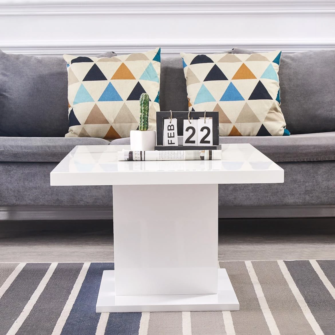 Klub sto Oslo 110x60x42 cm beli visoki sjaj