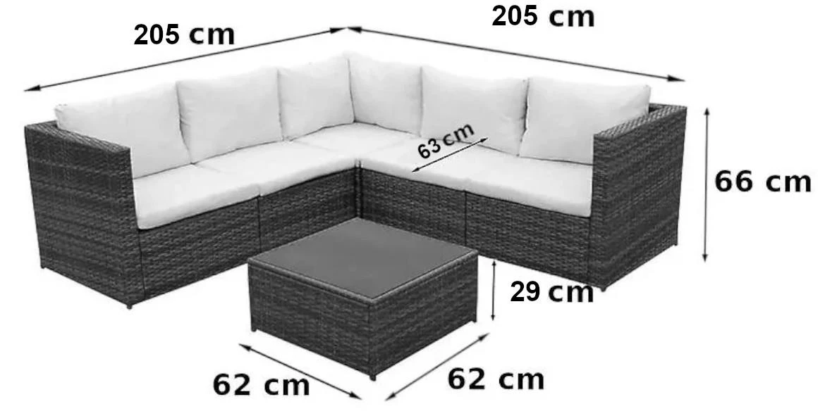 Sofia baštenska garnitura od veštackog ratana sive boje